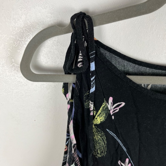 Free People Clear Skies Tunic Top Mini Dress Cold Shoulder Floral Small Black - Picture 4 of 12
